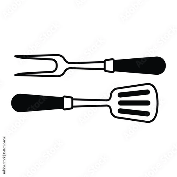 Fototapeta Barbecue fork, grill tools icon vector on trendy design