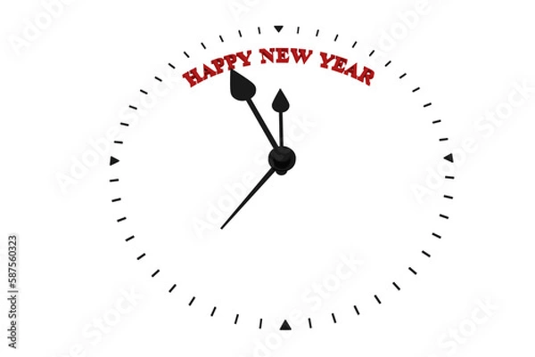 Fototapeta Illustration of happy new year written on analog clock