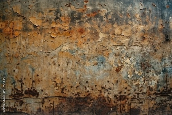 Fototapeta weathered and rusty metal surface with textured details. Generative AI