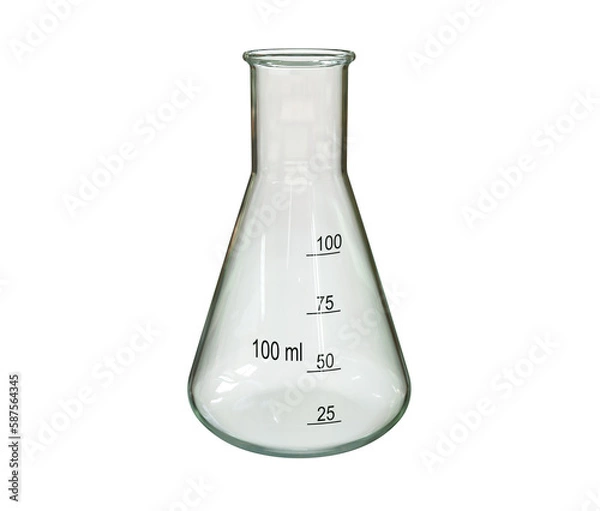Fototapeta 3D illustration of an empty Erlenmeyer flask