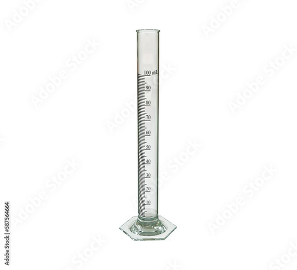Fototapeta 3D illustration of an empty measuring cylinder.