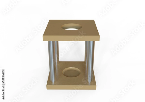 Fototapeta 3D illustration of a test tube holder with one orifice. The top part is supported by four cylindrical metals.