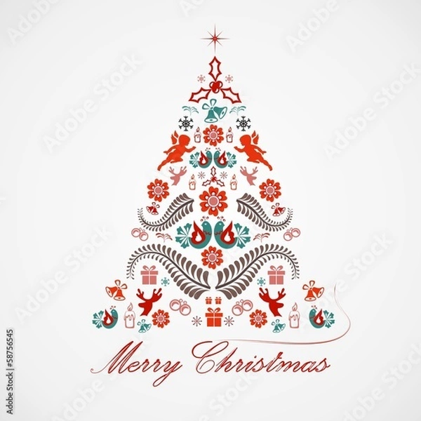Obraz Christmas tree - vector illustration