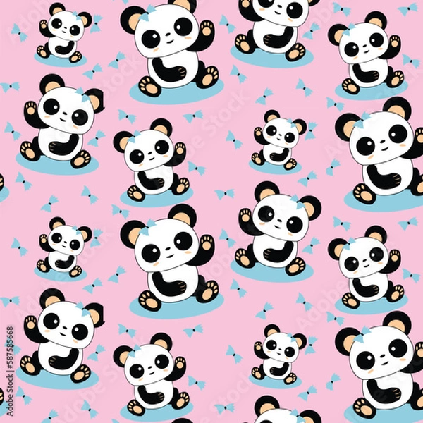Fototapeta seamless pattern with baby panda
