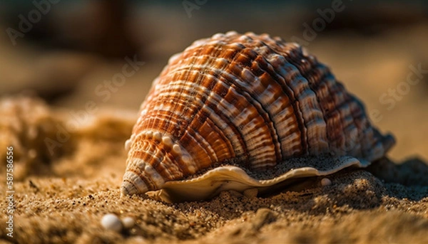 Fototapeta Sea life collection shells, starfish, and scallops generated by AI