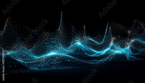 Obraz A dark wave pattern ignites neon vitality generated by AI