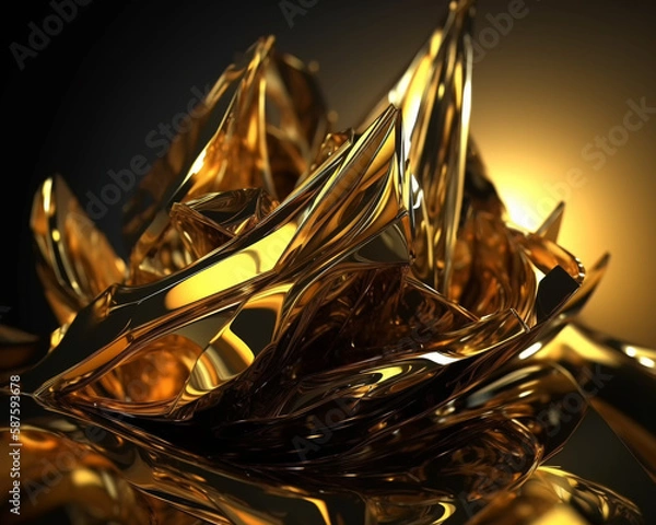 Fototapeta Gold abstract illustration plastic 3d structure