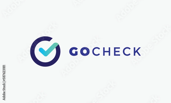 Obraz Logo vector circle checklist minimalist concept design poll vote check mark button