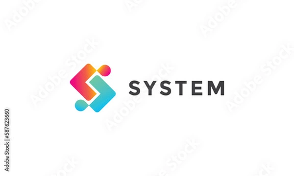 Obraz Logo vector double arrows minimalist design network dynamic outline