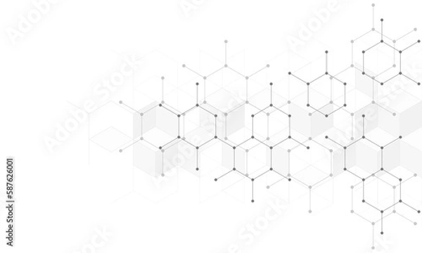 Fototapeta Molecular structure and genetic engineering, science, innovation technology, healthcare, and medicine design