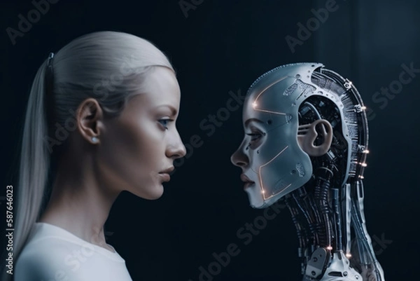 Fototapeta Artificial intelligence and the human being, Generative AI