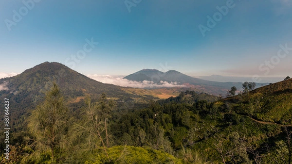 Obraz Amazing volcanic landscape of Ijen complex during sunrise, Java, Indonesia