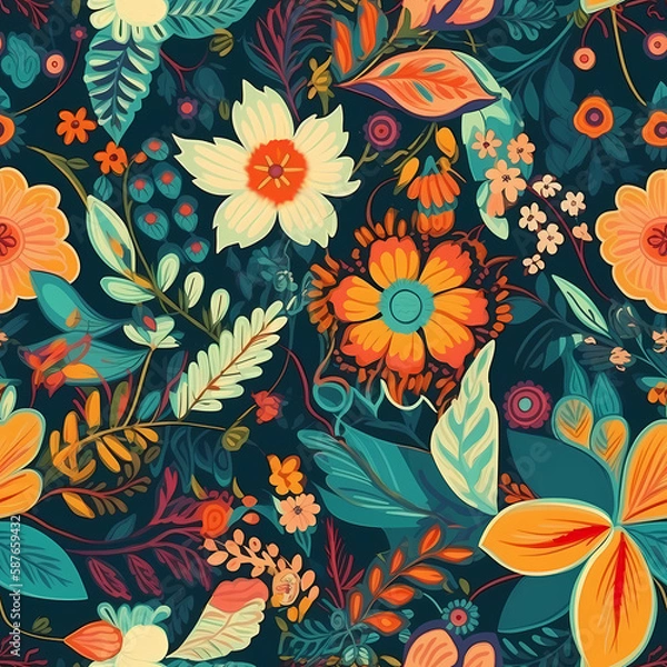 Obraz Beautiful Seamless Floral Pattern