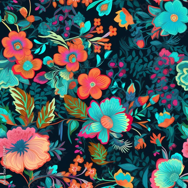 Obraz Beautiful Seamless Floral Pattern