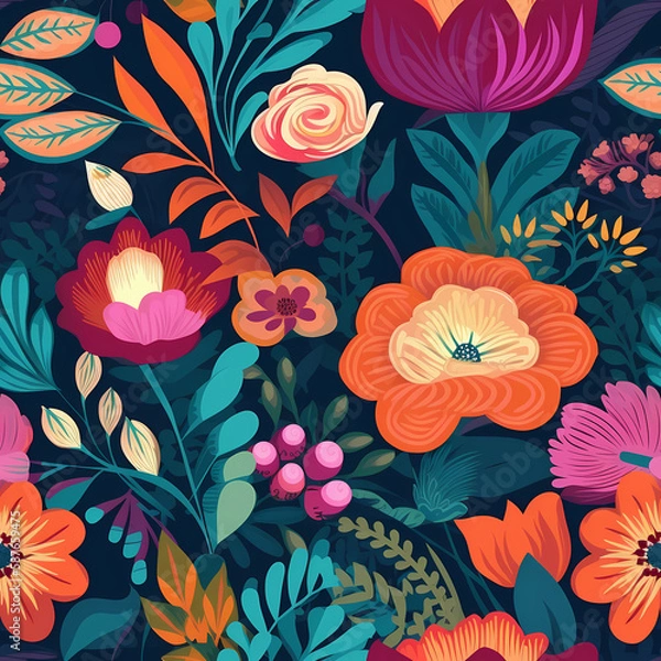 Obraz Beautiful Seamless Floral Pattern