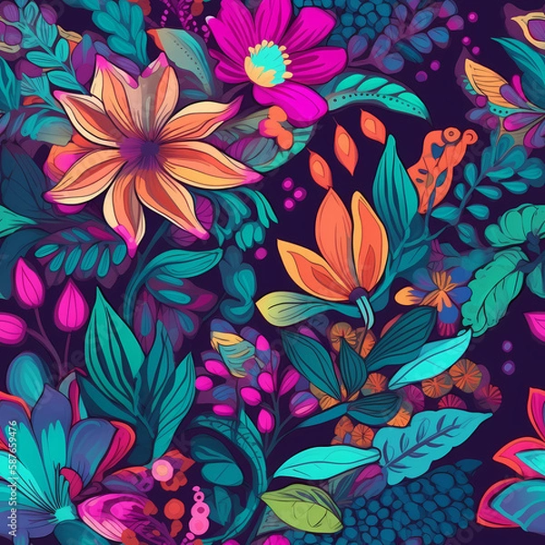 Obraz Beautiful Seamless Floral Pattern