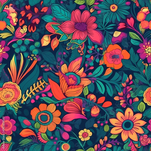Obraz Beautiful Seamless Floral Pattern