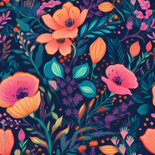 Obraz Beautiful Seamless Floral Pattern