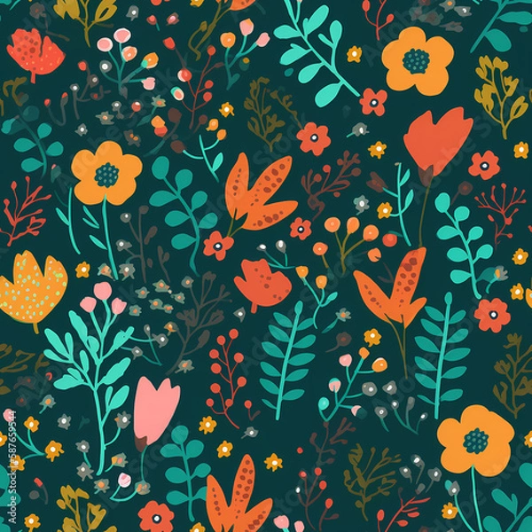 Fototapeta Beautiful Seamless Floral Pattern