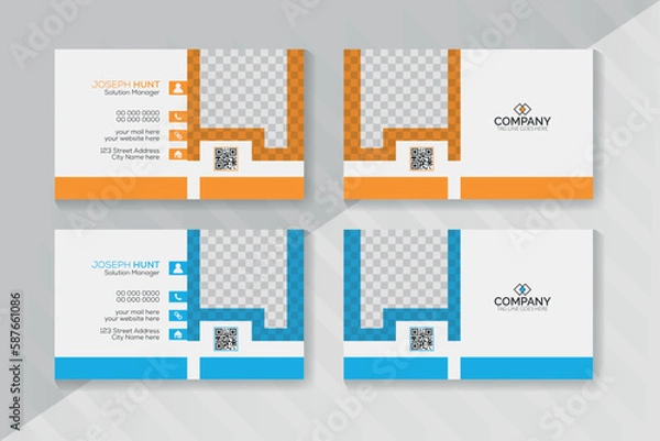 Obraz Modern business card print template, personal visiting card with a company card, vector illustration, stationery design