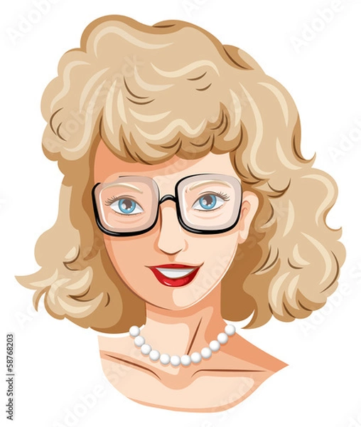 Fototapeta A head of a pretty lady with an eyeglass