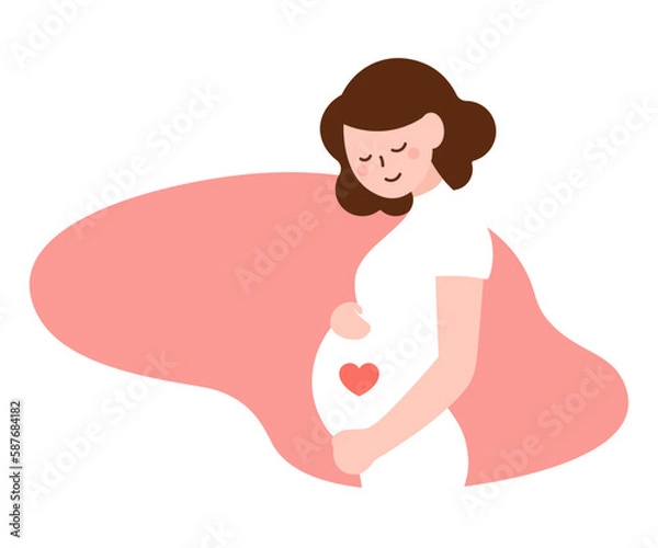 Obraz おなかを抱える妊婦さん　ハート