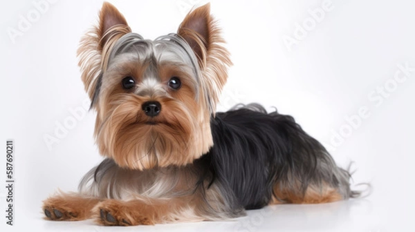 Obraz animal on the white Background dog Yorkshire terrier generative ai