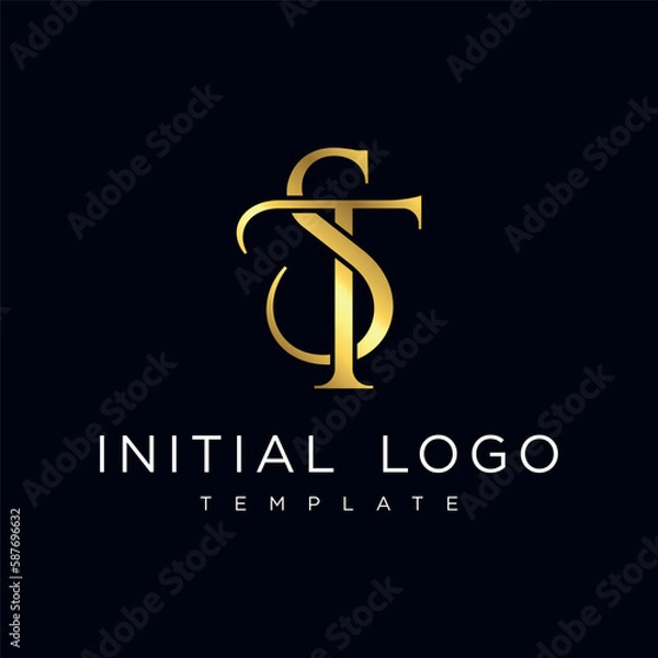 Fototapeta ST Elegant Luxury Initial Letter Logo Template