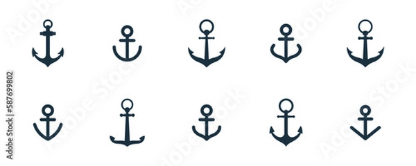 Obraz Set of anchor icons on white background