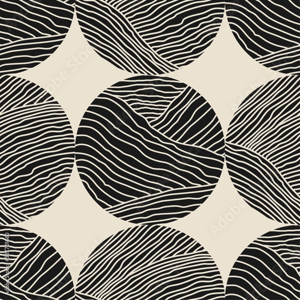 Fototapeta Trendy minimalist seamless pattern with abstract creative hand drawn composition