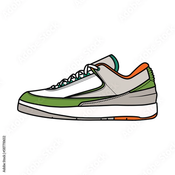 Fototapeta Sneakers Design with Side angle. Sport shoes . Draft. Flat design. Vector illustration. Sneakers in a flat style. Side view sneakers. Fashion sneakers.