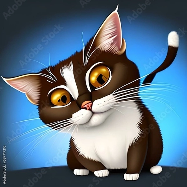 Fototapeta Generative AI cute cat illustration image