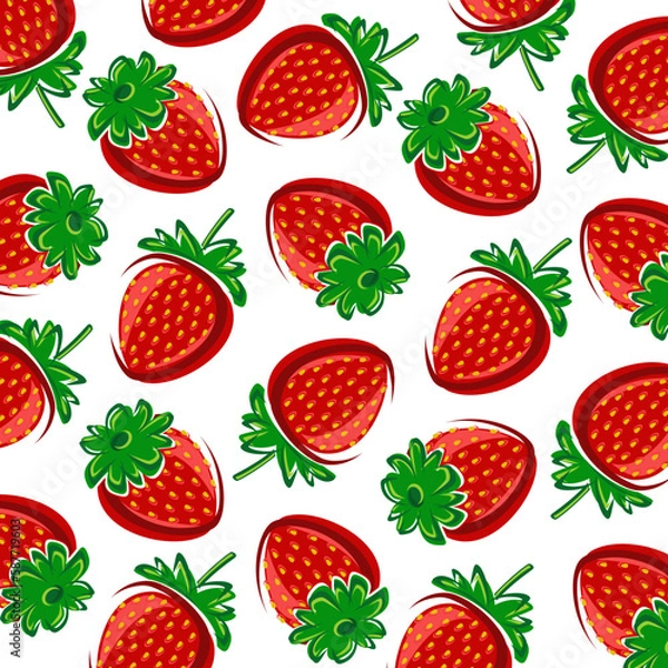 Fototapeta Strawberries pattern background set. Collection icon strawberries. Vector