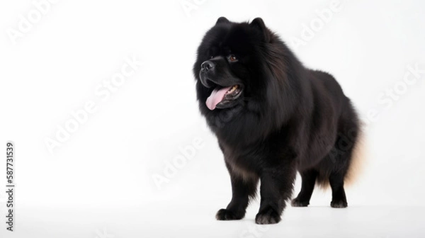 Obraz animal on the white Background black dog Chow-chow generative ai