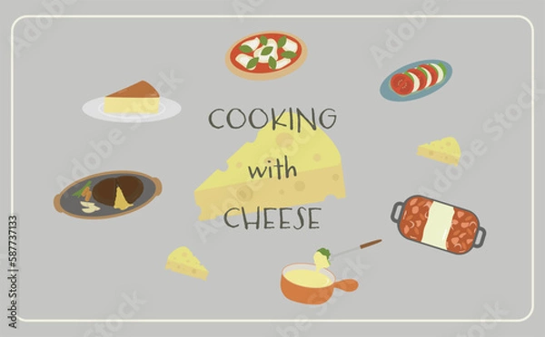 Fototapeta チーズを使った料理のイラスト