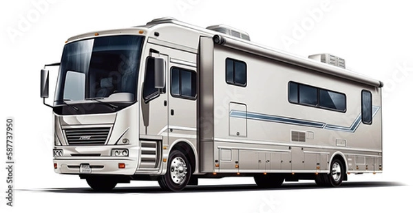Obraz Illustartion of a Recreational Vehicle on White Background, Generative AI