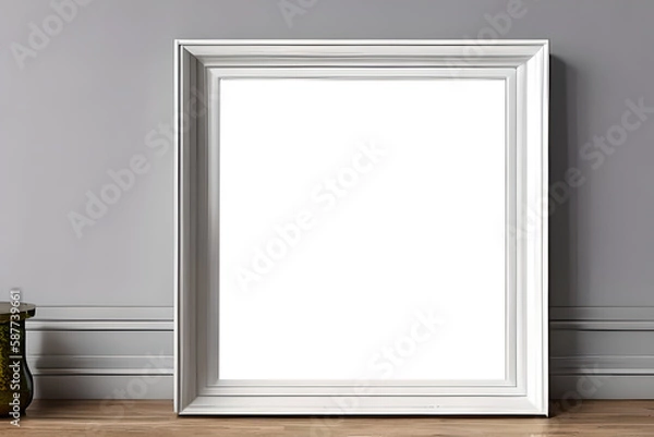 Fototapeta A mockup simple photo frame at the table. Generative Ai.
