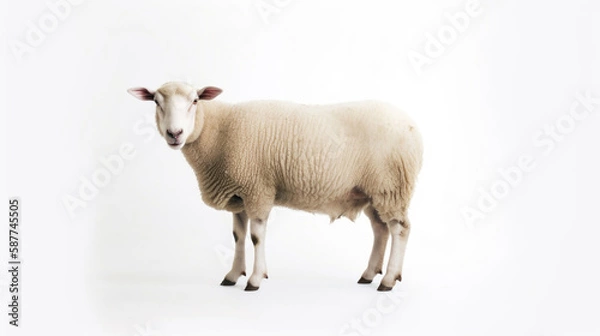 Fototapeta animal on the white Background a sheep generative ai