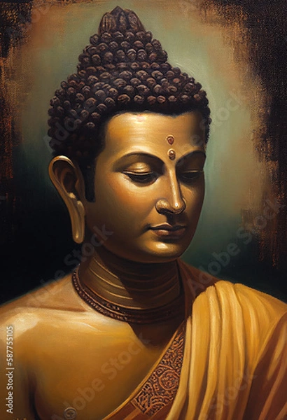Obraz Buddha statue, Oil Painting, Generative AI