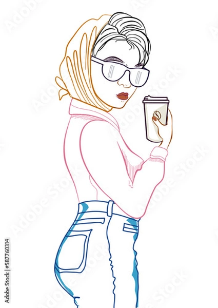 Obraz the girl with a cup of coffee