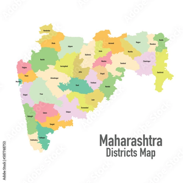 Obraz Vector illustration of Maharastra District map
