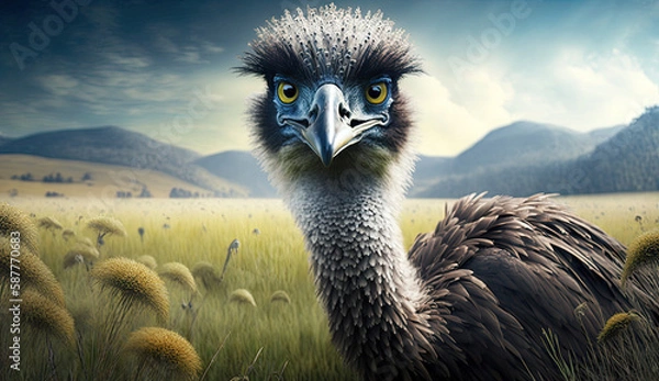 Fototapeta Chilling Emu, Generative AI