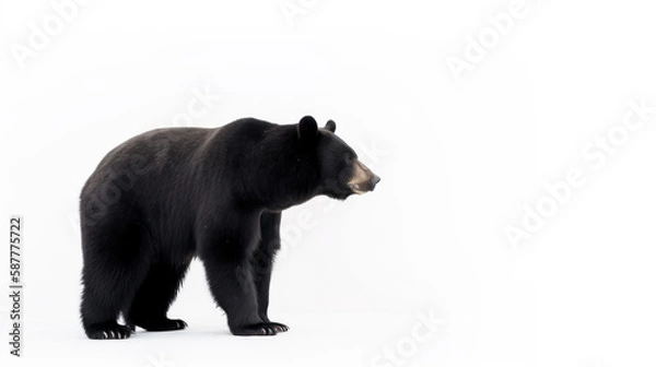 Fototapeta animal on the white Background a Black Bear generative ai