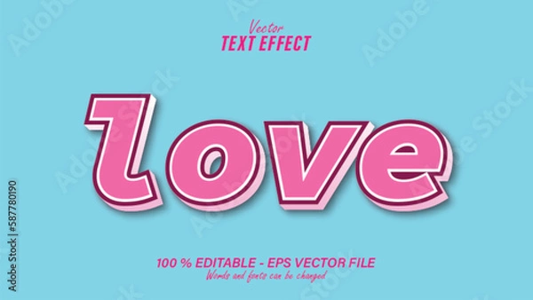Obraz Love pink text effect editable eps file