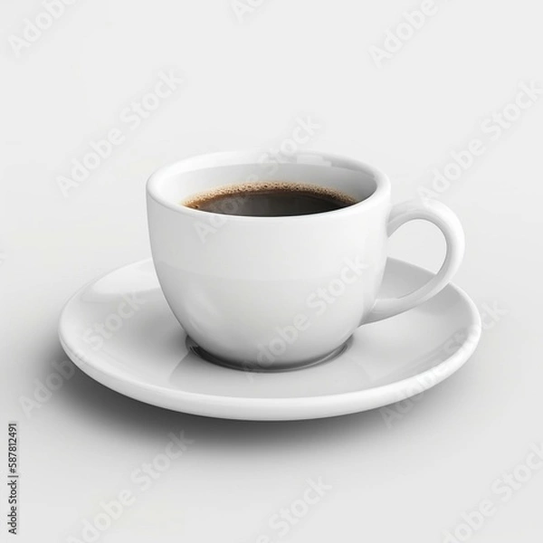 Fototapeta White cup of coffee Generative AI