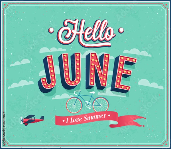 Fototapeta Hello june typographic design.