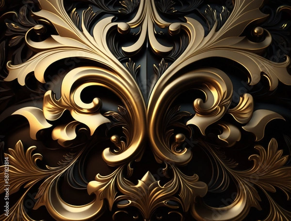 Fototapeta Abstract baroque style ornaments background design. Detailed ornaments with realistic shading.