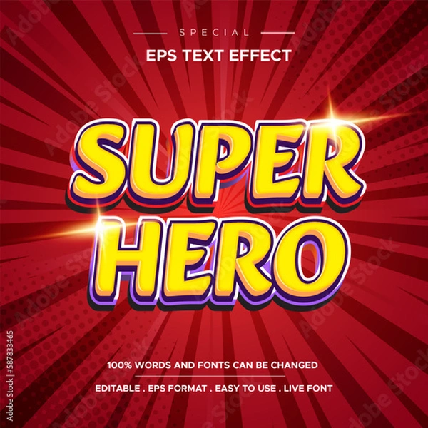 Fototapeta Super Hero Text Effect editable