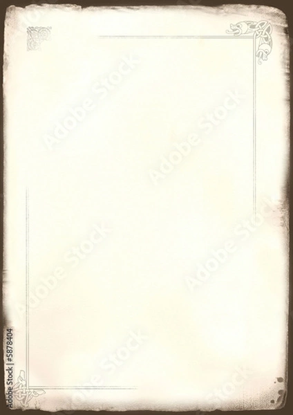 Obraz Old rough parchment paper background isolated on white