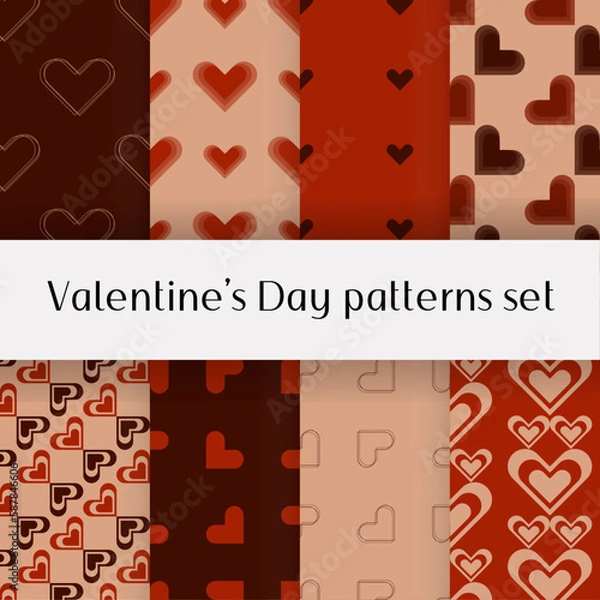 Fototapeta Valentine's Day hearts love pattern set №5 (vector)